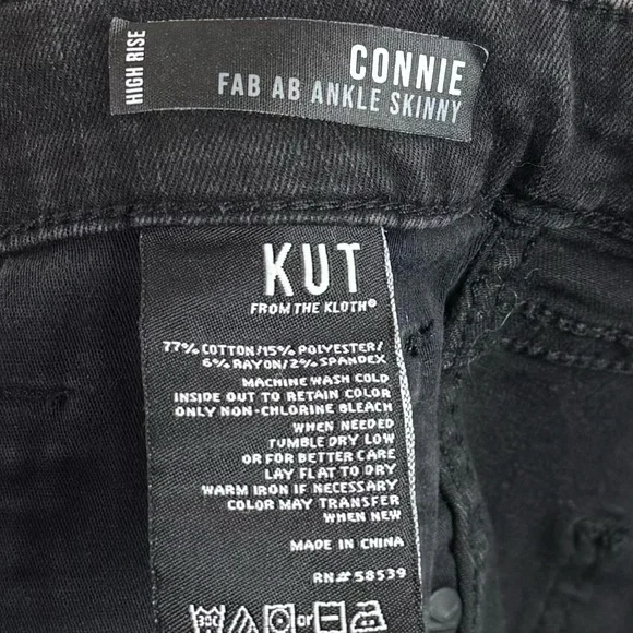 Kut From The Kloth Connie gray black High Rise Fab Ab Ankle Skinny Jeans 8 edgy - Picture 6 of 9